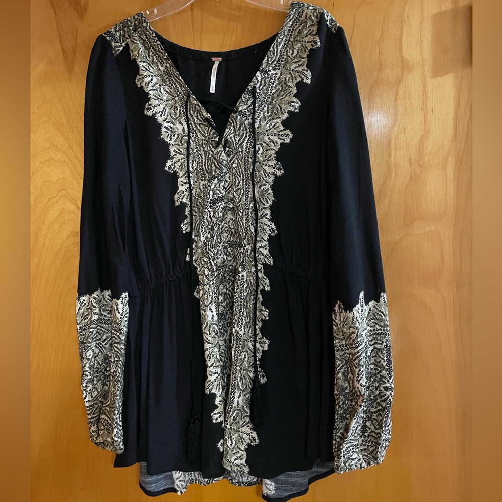Free People Black Wildest Moment Top Size Medium